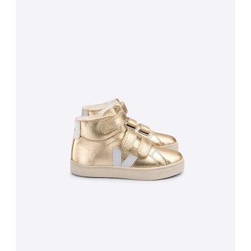 Dětské Vysoké Veja ESPLAR MID FURED LEATHER Zlaté | CZ 698JPQ